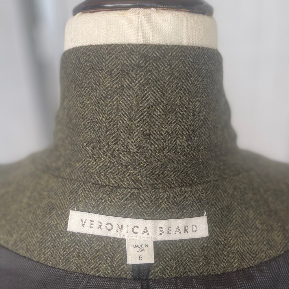 Veronica Beard Green Herringbone Classic Dickey Jacket sz 6 - Picture 7 of 11